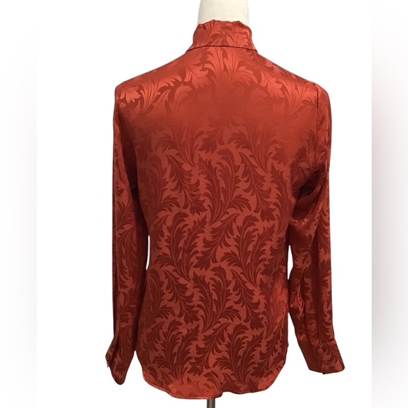 Daniela Corte Patterned Silk Tie Neck Blouse Size 40 - Picture 3 of 10